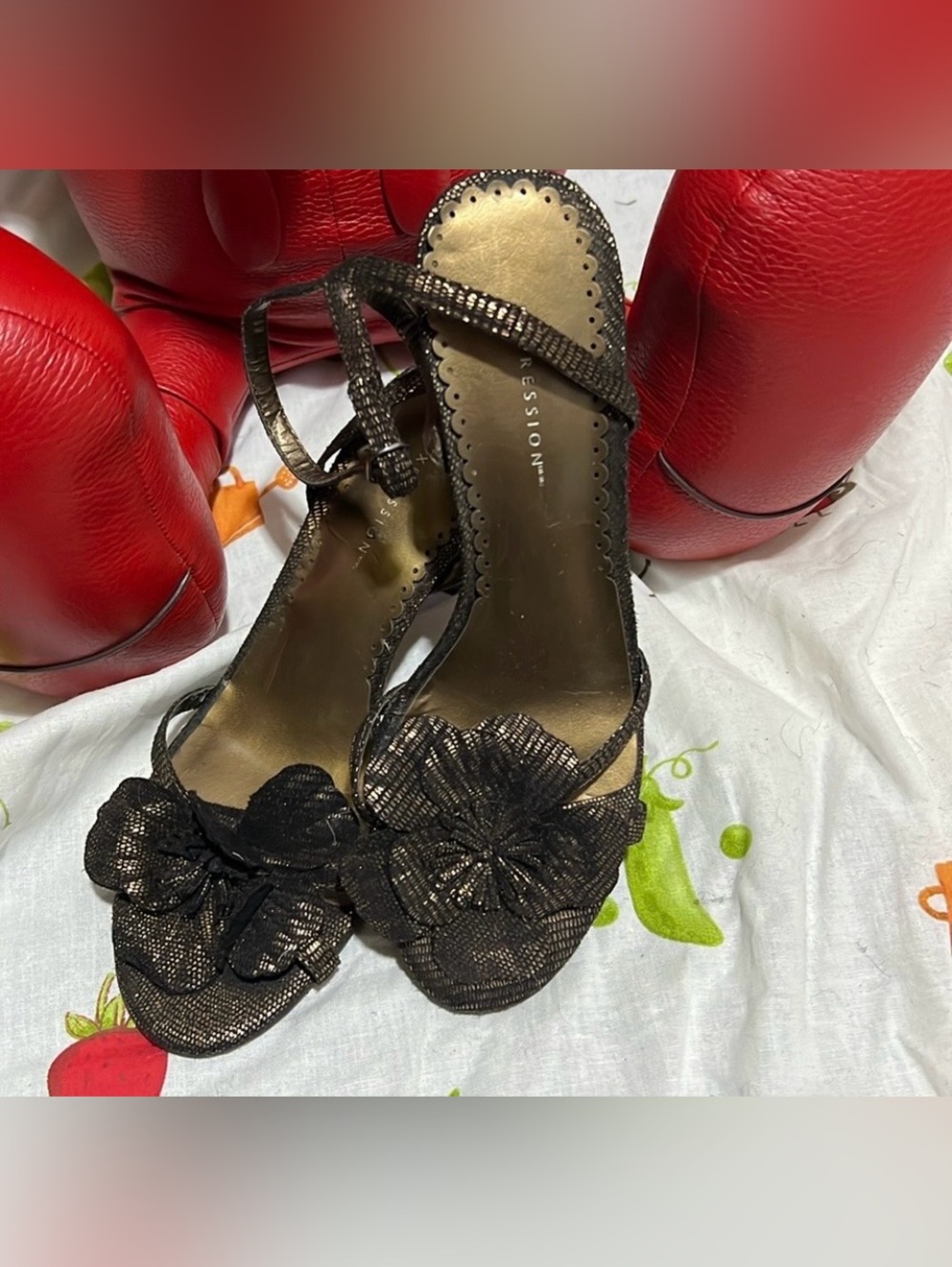 Black Floral Lace Peep-Toe Heels by
